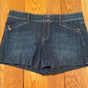 White House Black Market Stretch Blue Jean Shorts with Cuffed Hem